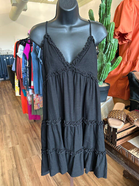 GB Black Tiered Mini Ruffle Trim Dress Size XL