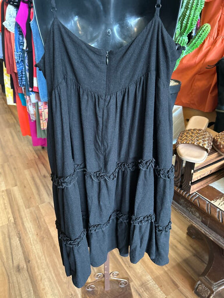 GB Black Tiered Mini Ruffle Trim Dress Size XL