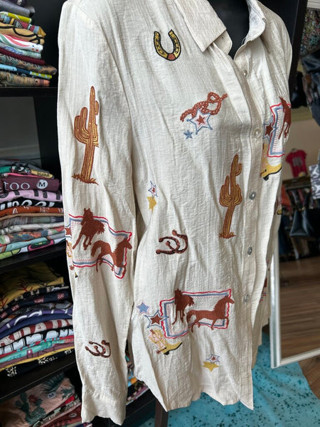 All Things Western Embroidered Top NWT Size L