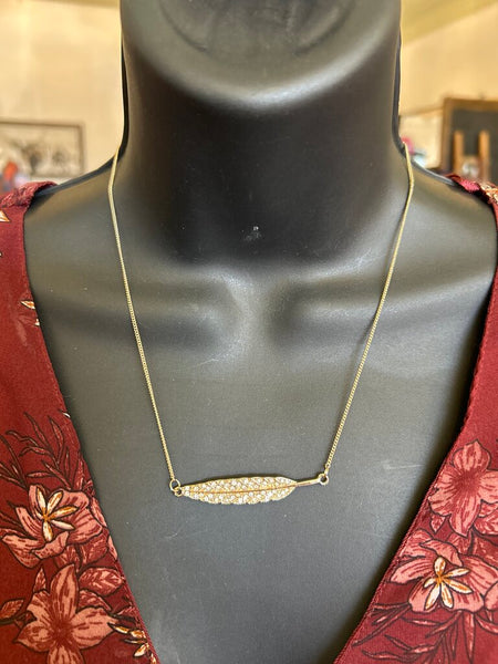 Liz Claiborne Gold and Diamond Leaf Necklace
