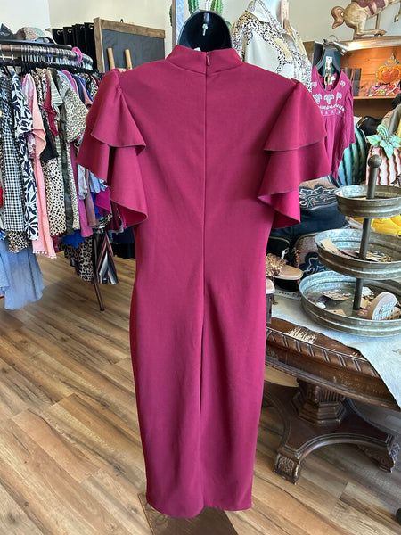 Burgundy Mock-neck Midi dress Size L