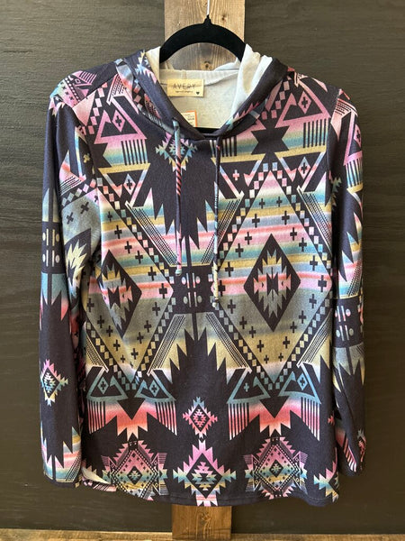 Multi-print Aztec print hoodie Size S