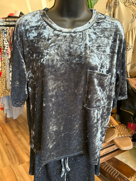NWT Blue Crushed Velvet Set Size S