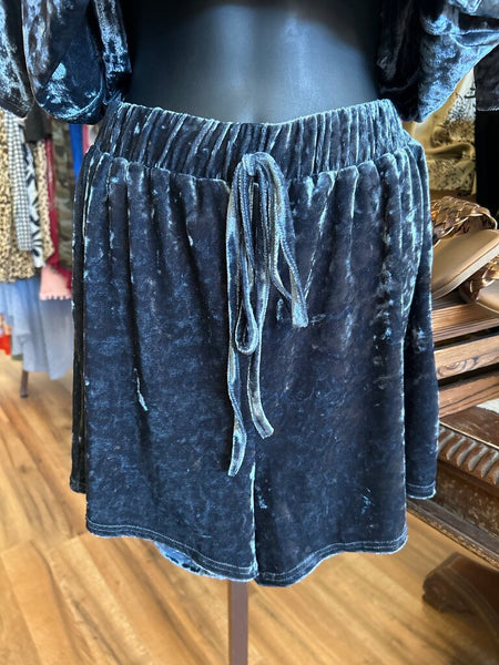 NWT Blue Crushed Velvet Set Size S