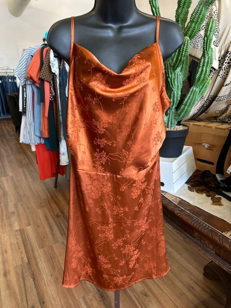 Satin Rust Mini Slip Dress Size XL