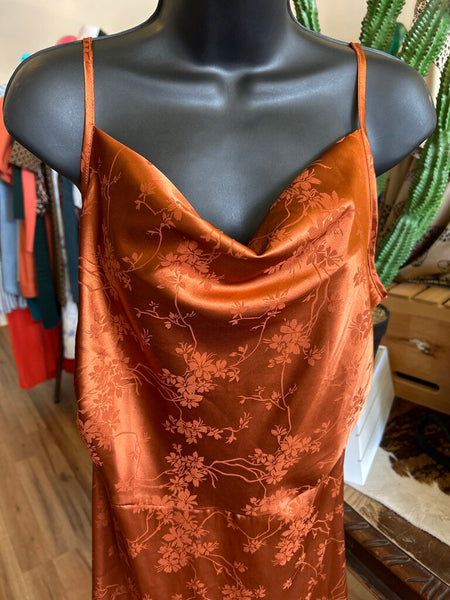 Satin Rust Mini Slip Dress Size XL