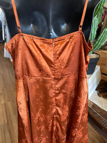Satin Rust Mini Slip Dress Size XL