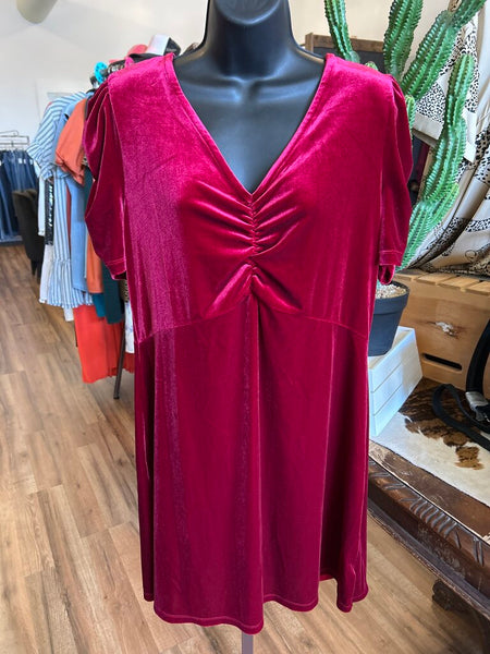 Time & Tru Red Velvet Mini Dress Size L