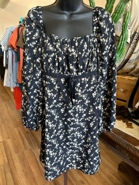 NWT Black Floral Mini Dress Size L