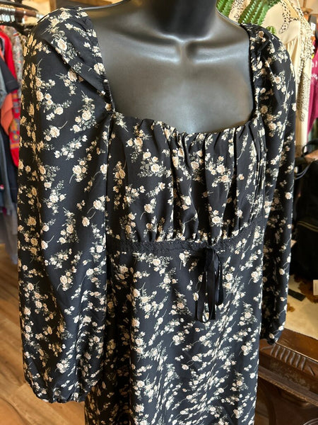 NWT Black Floral Mini Dress Size L