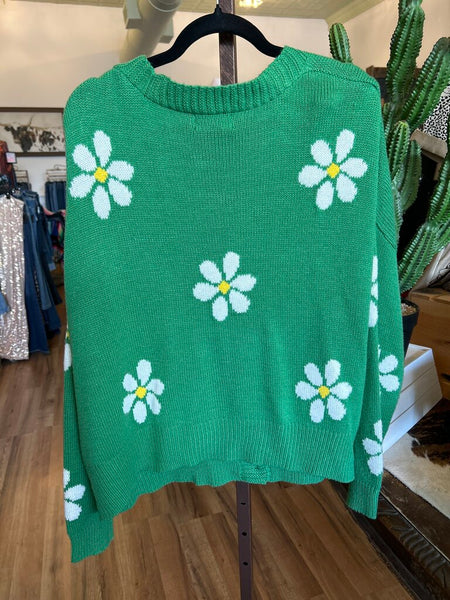 Just Polly Green Daisy Cardigan Size XL