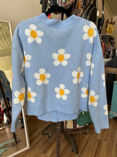 Baby Blue Daisy Sweater Size S