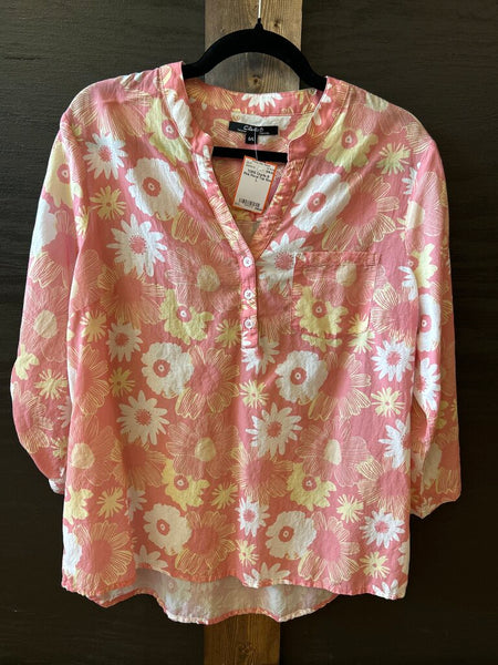 Charlie B Pink Floral Top Size L