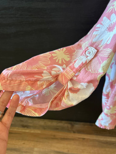 Charlie B Pink Floral Top Size L