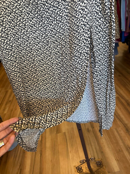 Mod Boutique Floral Print Midi Slit Skirt Size L