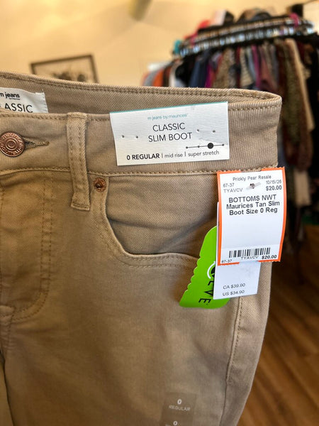 NWT Maurices Tan Slim Boot Size 0 Reg