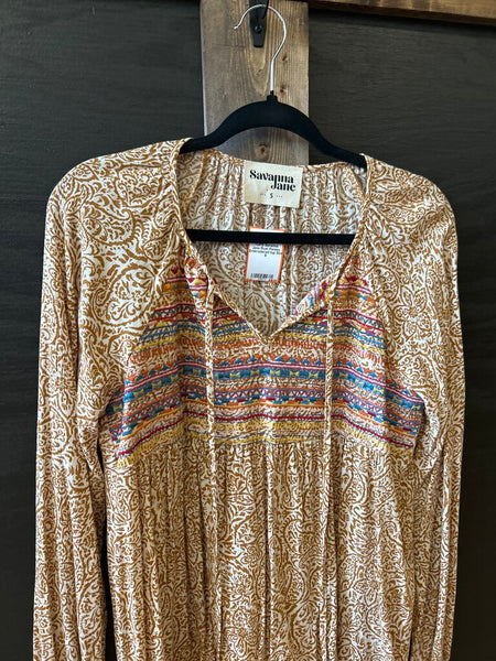 Savanna Jane Rust Paisley Embroidered top Size S