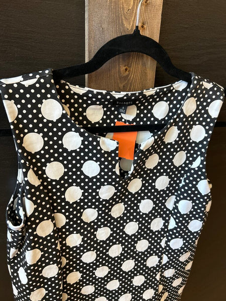 Talbots Black Polkdot Sleeveless top Size S