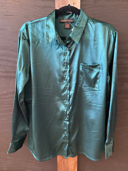 Green Silk Button-up Size M