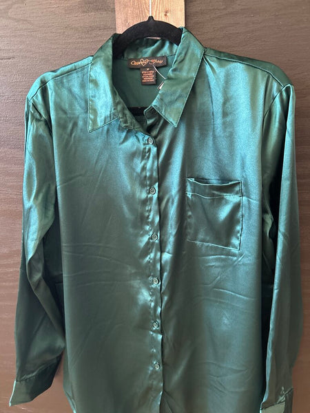 Green Silk Button-up Size M