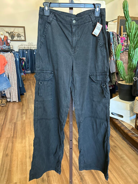AE Black Washed Super High Rise Baggy Wide Leg Size 4