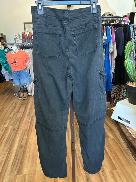 AE Black Washed Super High Rise Baggy Wide Leg Size 4