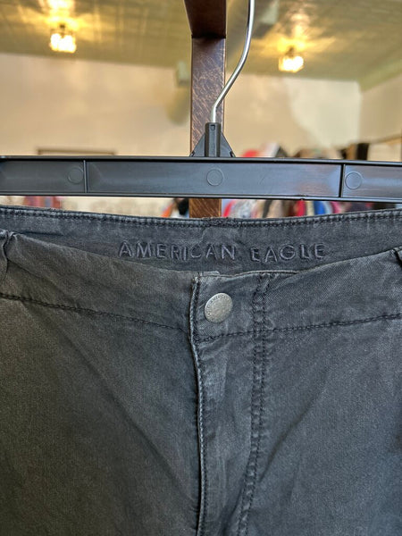 AE Black Washed Super High Rise Baggy Wide Leg Size 4
