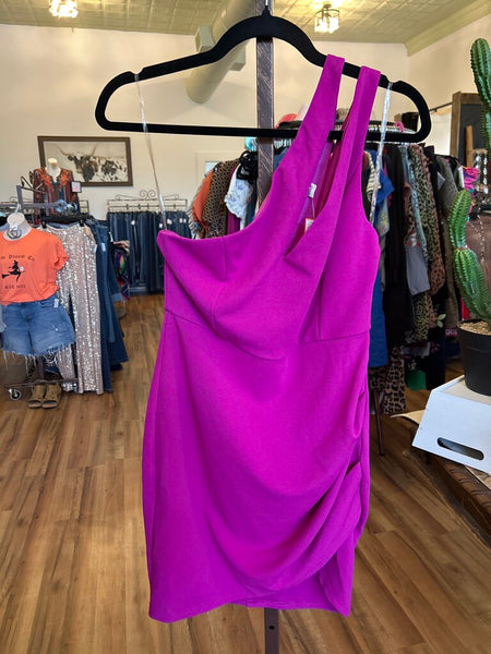 Hot Pink V-neck Mini Dress Size L
