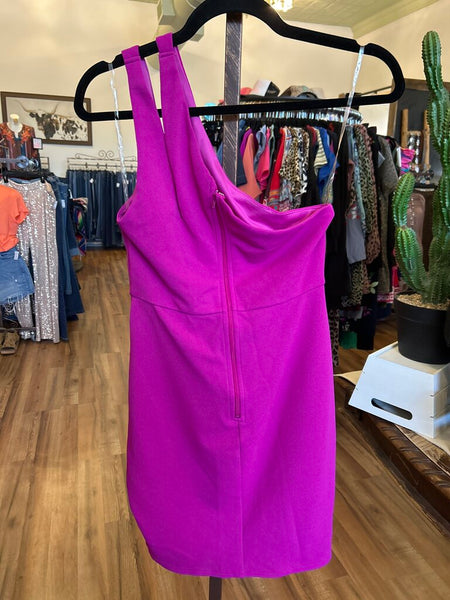Hot Pink V-neck Mini Dress Size L