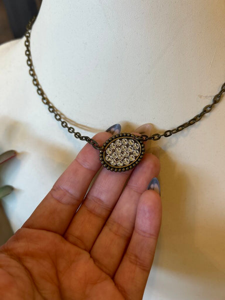 Pink Pinache Crystal and Copper Necklace