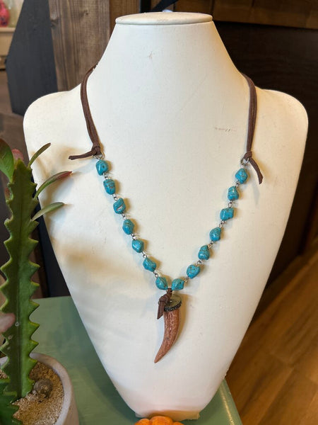 Bone and Turquoise Necklace