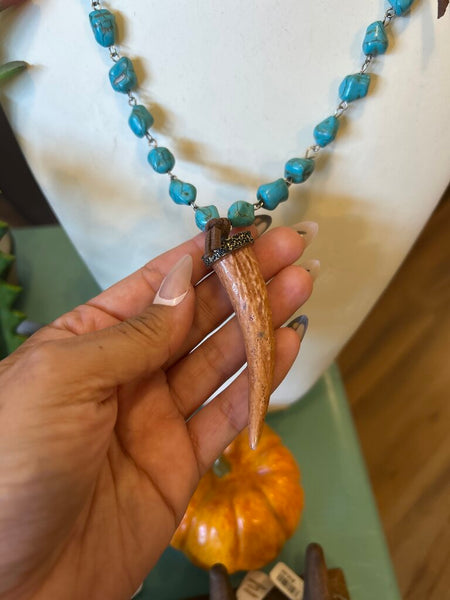 Bone and Turquoise Necklace