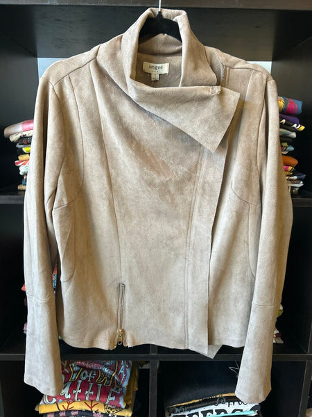 Faux Suede Drape Jacket Size L