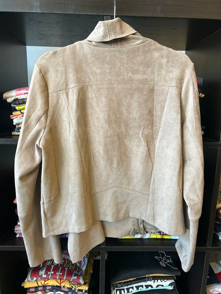 Faux Suede Drape Jacket Size L