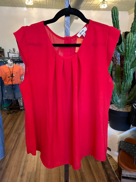 Red Cap Top Blouse Size L
