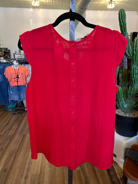 Red Cap Top Blouse Size L