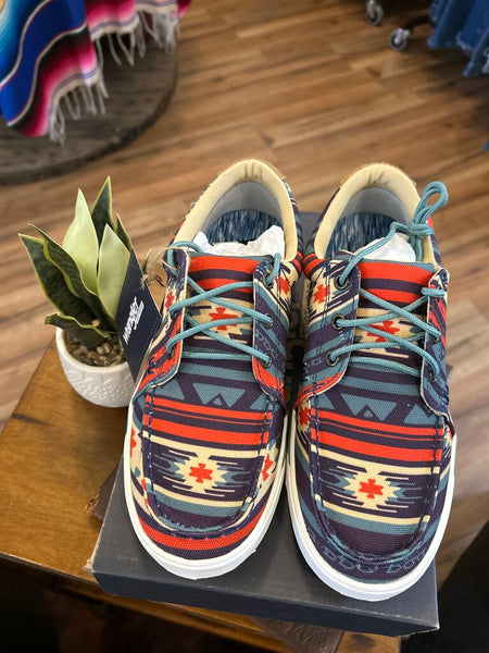 NWT Wrangler Navy Aztec Retro Low Top Size 8