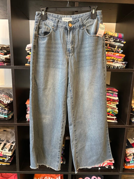 Bamboo Wide Leg Cropped Jeans Size 1