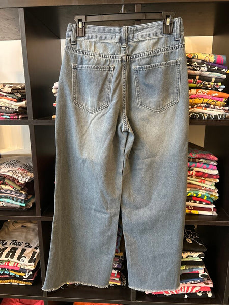Bamboo Wide Leg Cropped Jeans Size 1