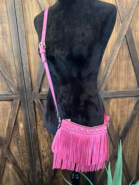 Pink Fringe Crossbody