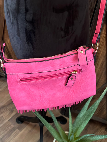 Pink Fringe Crossbody