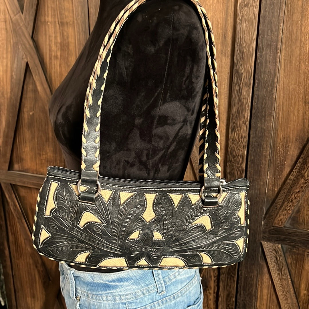 Tooled Black and Cream Purse