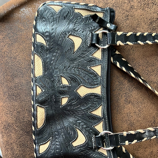 Tooled Black and Cream Purse