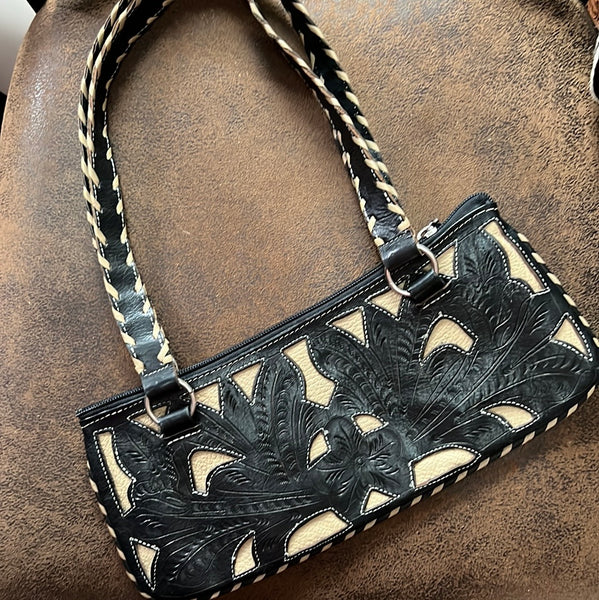 Tooled Black and Cream Purse