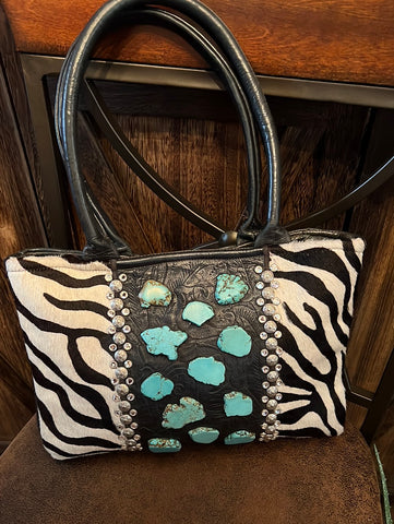 KurtMen Zebra/Tooled Leather/Turquoise Purse