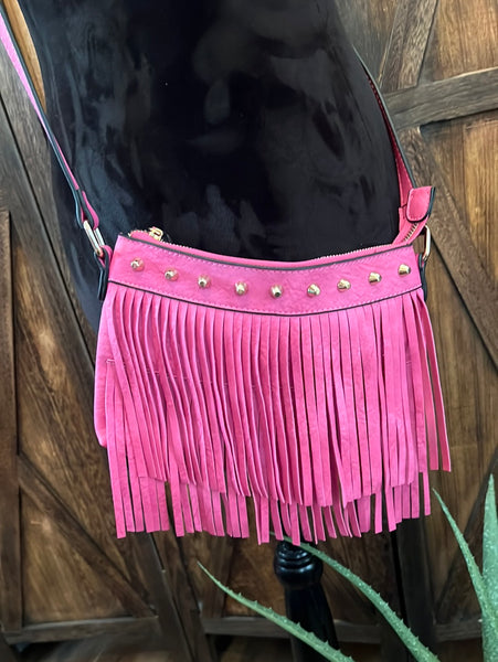 Pink Fringe Crossbody