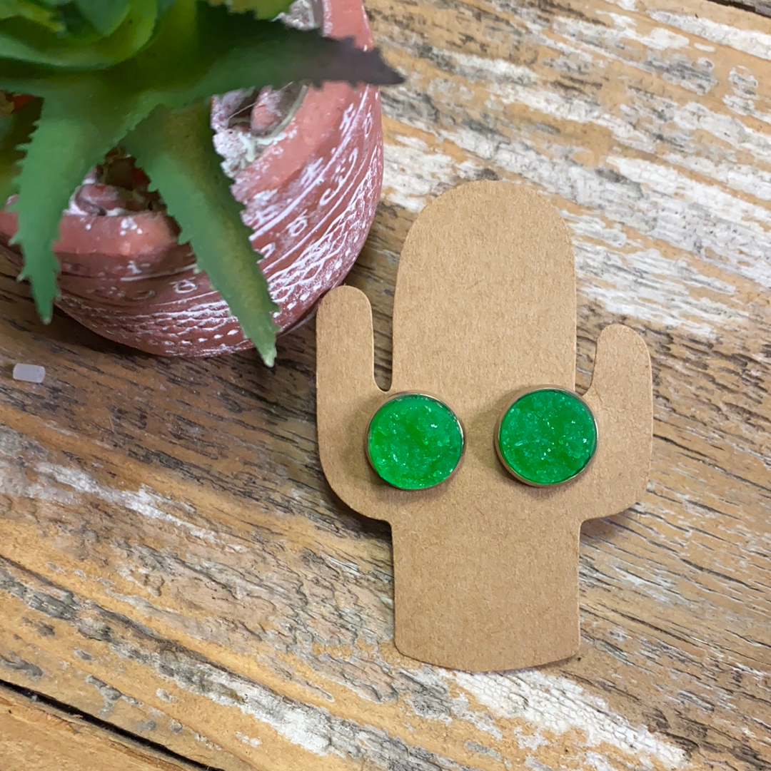 Green Druzy Studs-NWT