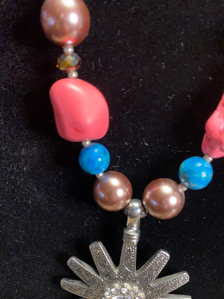 Coral/Turquoise Beads with Rowel