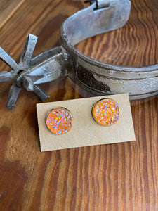 Orange Druzy Earrings