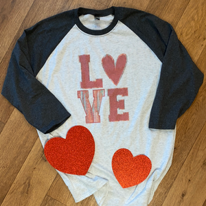 Valentine Love Baseball Tee-NWOT Size L